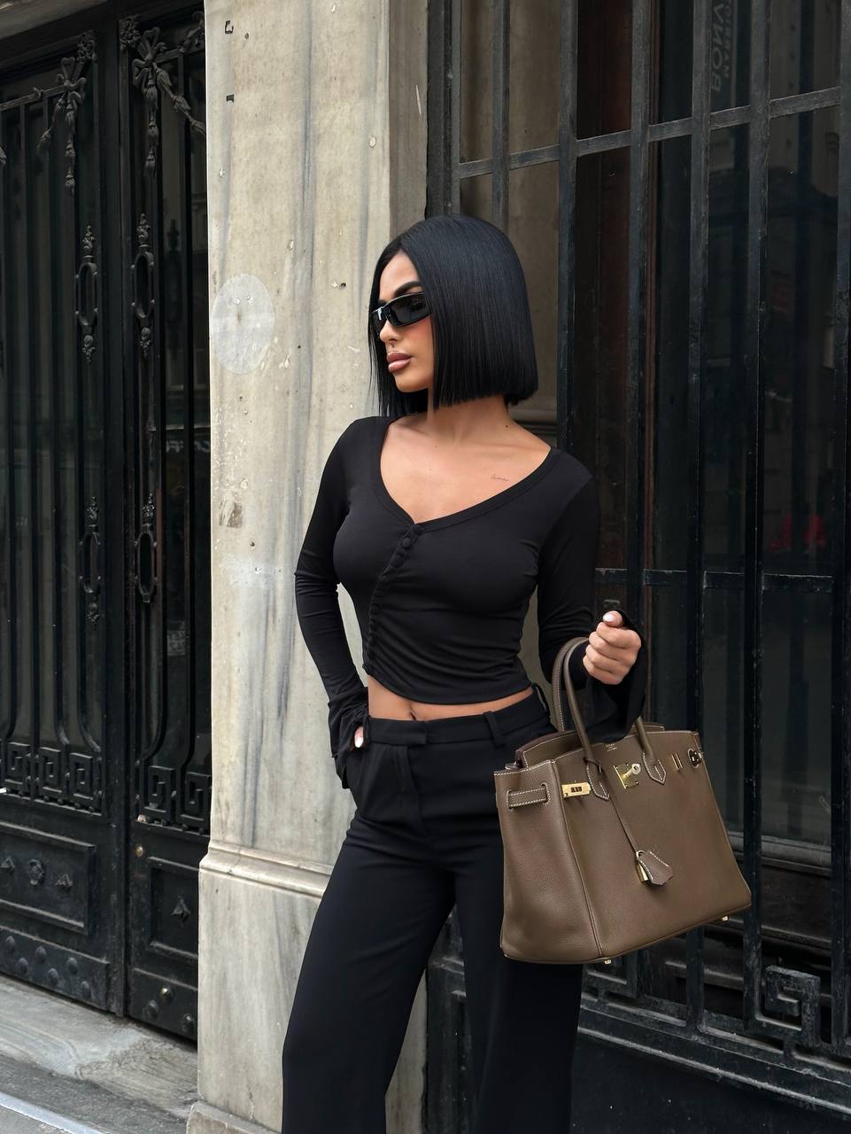 Elegant Curve Long Sleeve Top Fitted Ruched Detail 1270