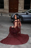 Maxi evening dress with sheer overlay - 1288