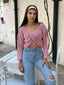 The Lace Knit Drawstring Crop Top – 1145