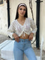 The Lace Knit Drawstring Crop Top – 1145