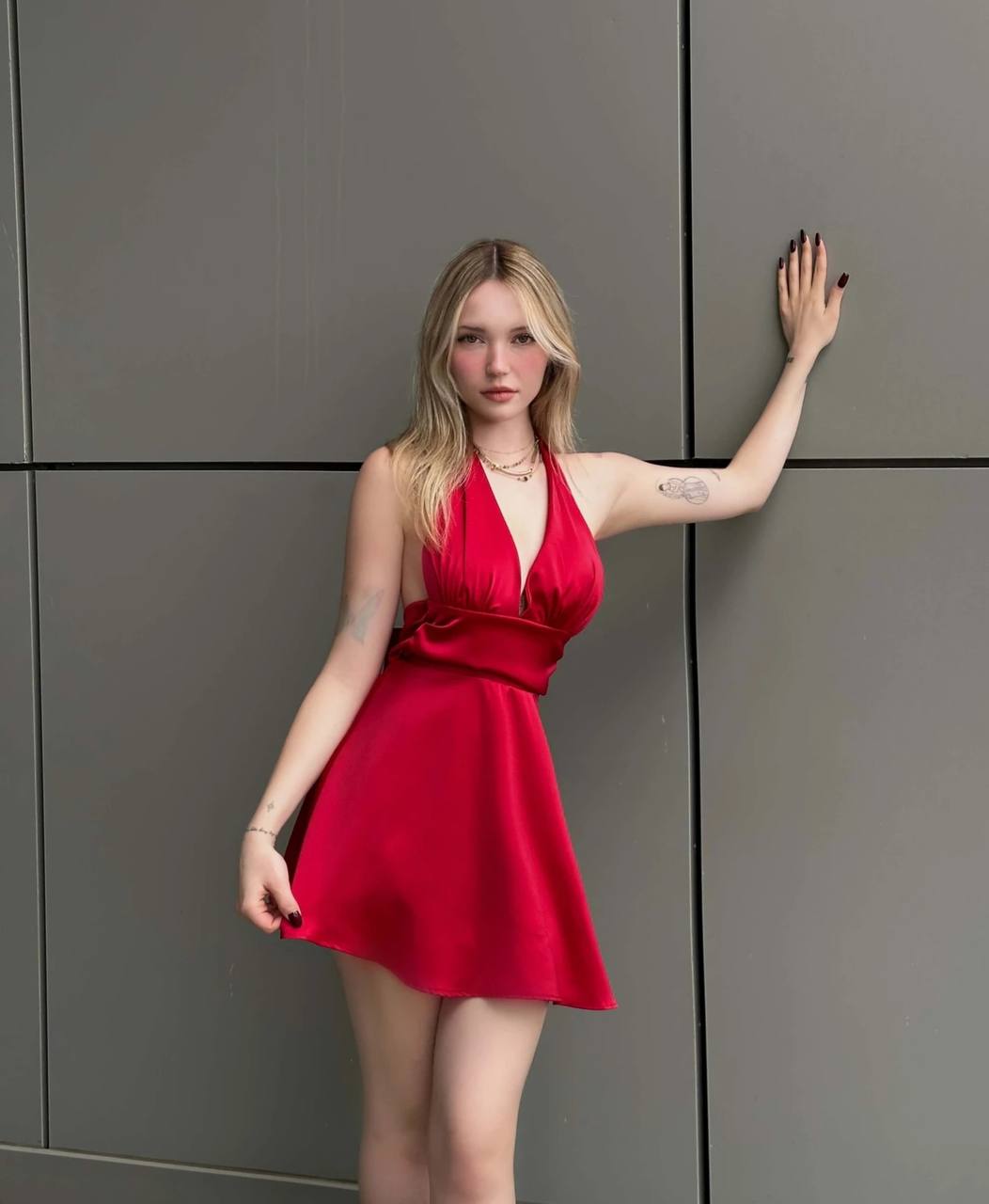 The Allure Satin Halter Mini Dress - 1018