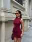 The Sienna Ruched Side-Tie Mini Dress Sleek Essential - 1191