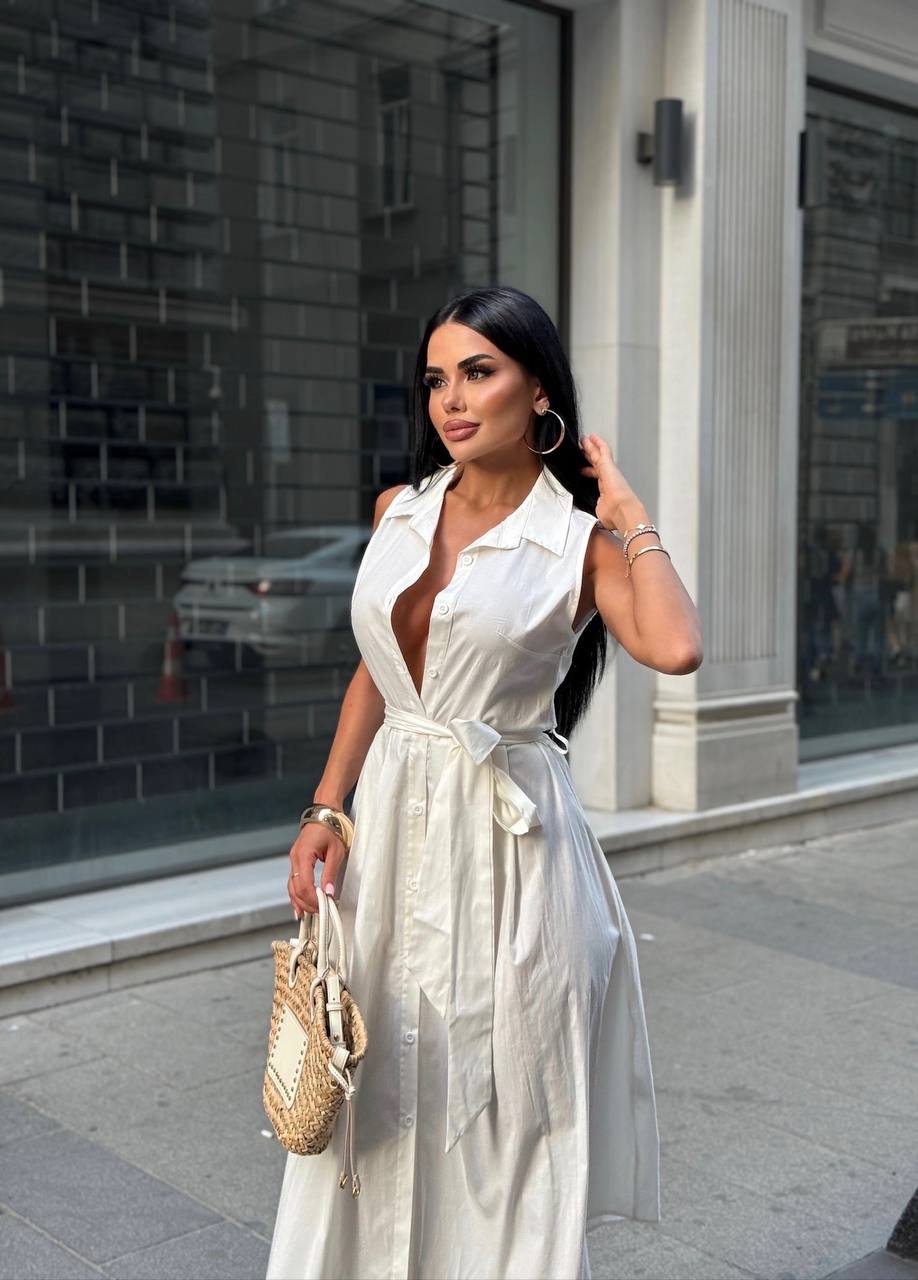 Urban Grace Button-Down Midi Dress – 1231