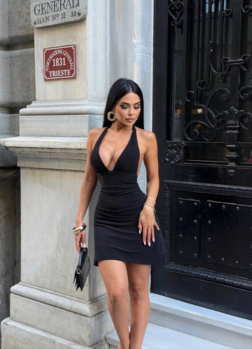 Velvet Flame Halter Mini Dress Night Luxe Edition - 1233