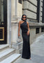 Eternal Glow Maxi Dress One-Shoulder Draped Scarf Detail - 1247