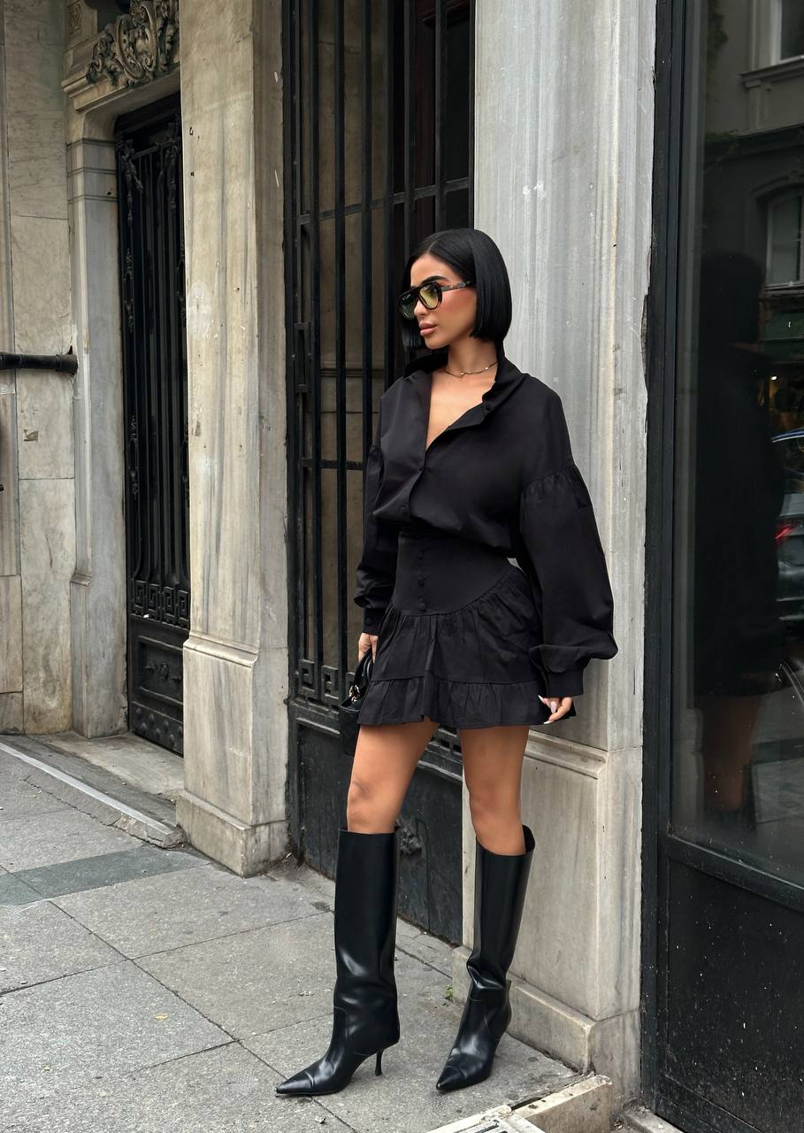 Urban Muse Mini Dress Fitted Button Front 1277