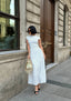 Polka-Dot Maxi Dress with high round neck and cap sleeves-1290