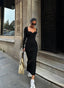 The Ribbed Elegance Midi Dress – 1143