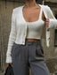 The Ribbed Knit Cardigan & Crop Top Set – 1142