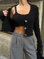 The Ribbed Knit Cardigan & Crop Top Set – 1142