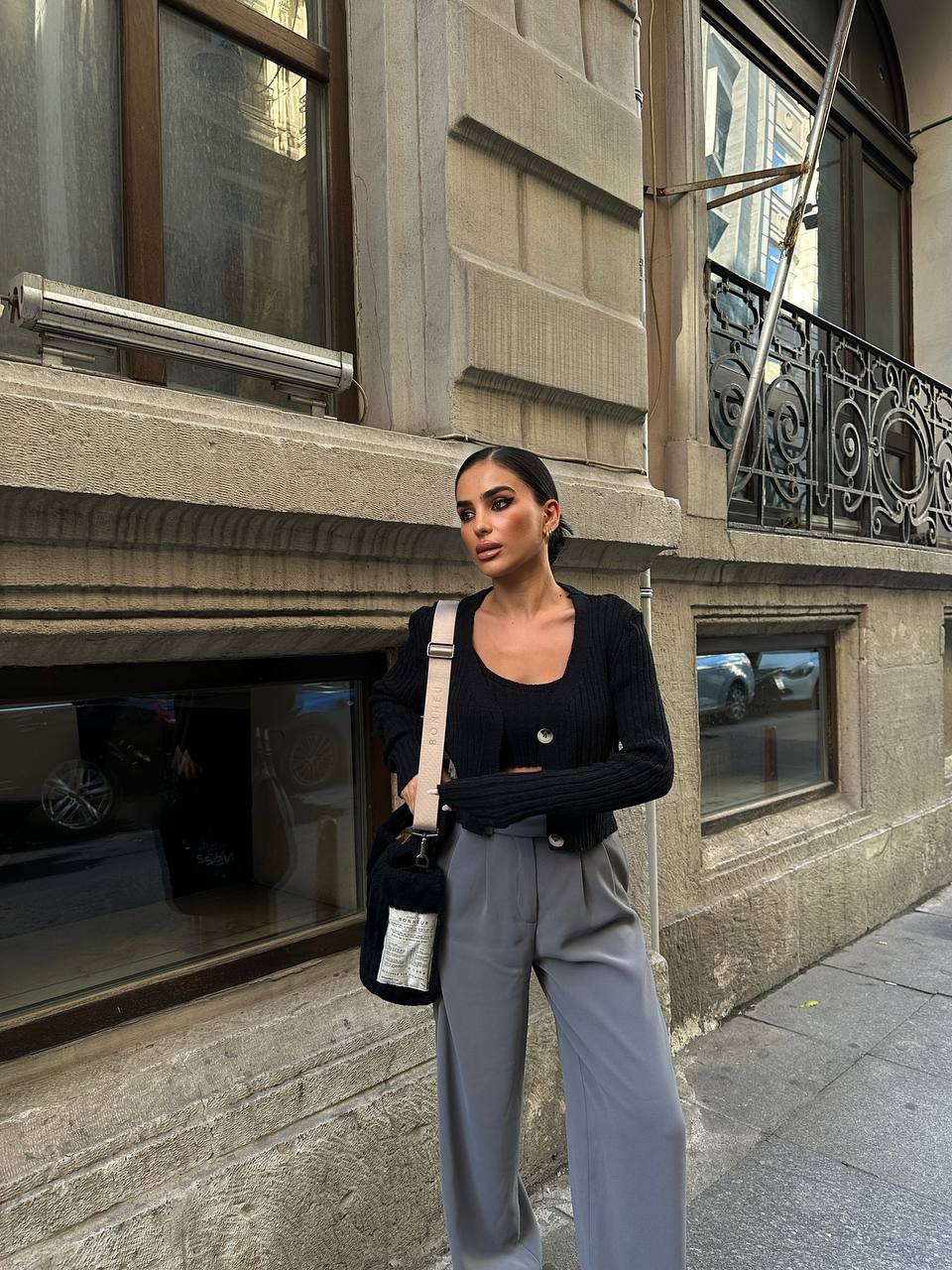 The Ribbed Knit Cardigan & Crop Top Set – 1142