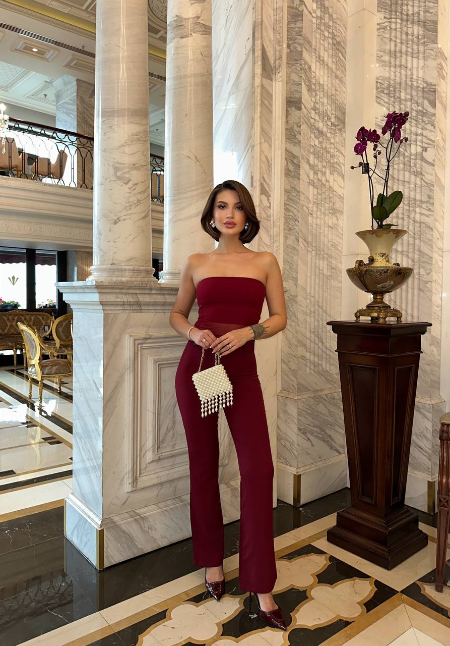 The Luxe Strapless Mesh Panel Set  Chic Two-Piece - 1166