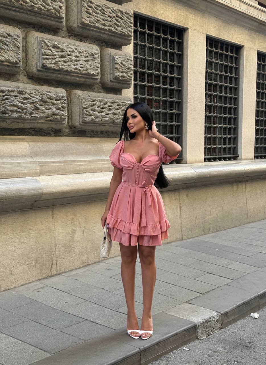 The Bella Ruffle-Sleeve Corset Mini Dress - 1204