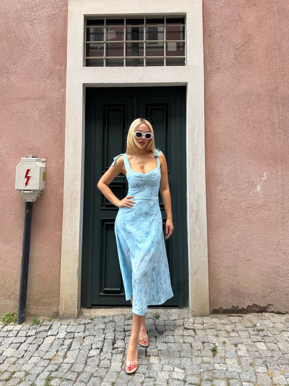 Summer Blossom Shoulder-Tie Blue Floral - 1221