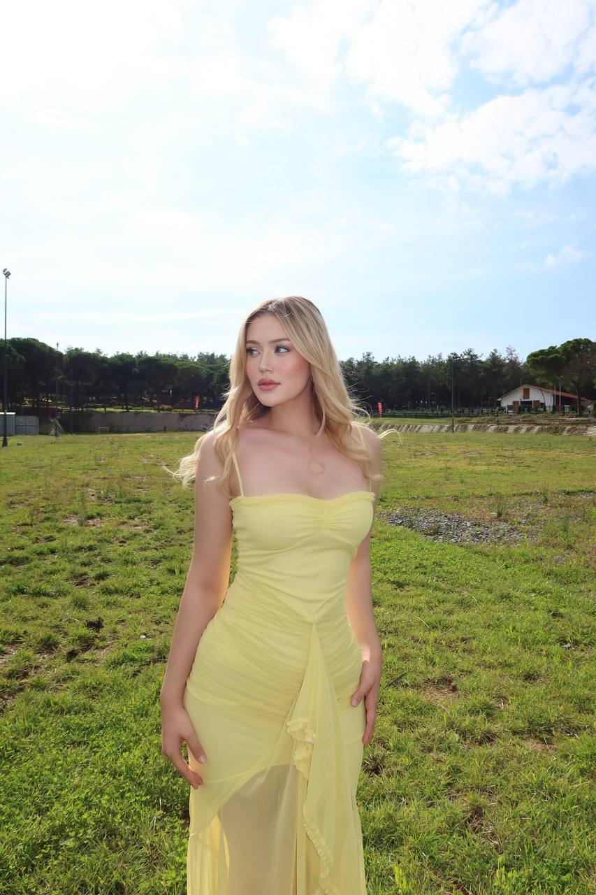 Ethereal Grace Mesh Ruffle Maxi Dress – 1257