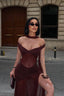 Maxi evening dress with sheer overlay - 1288