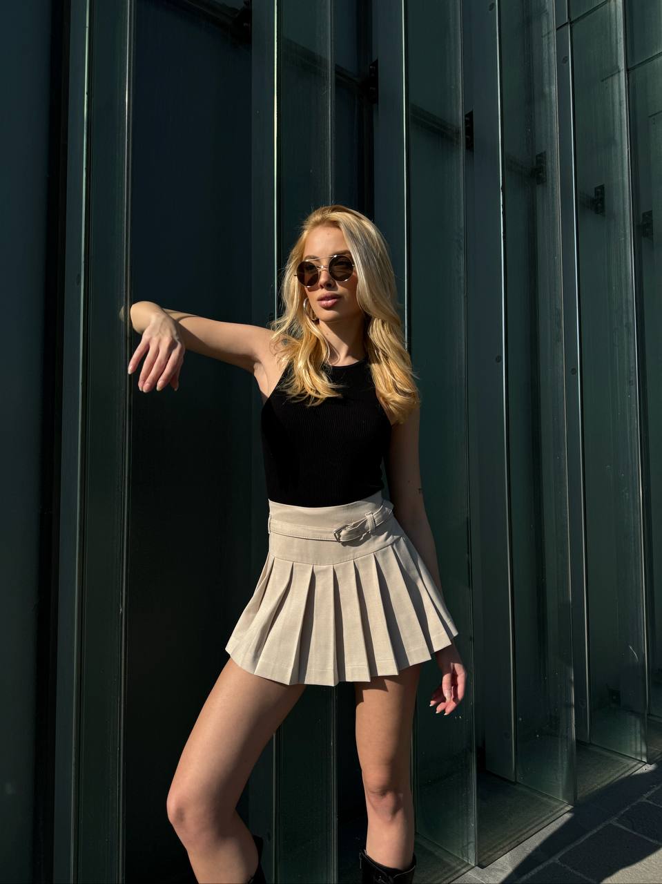 The Pleated Belted Mini Skirt – 1138