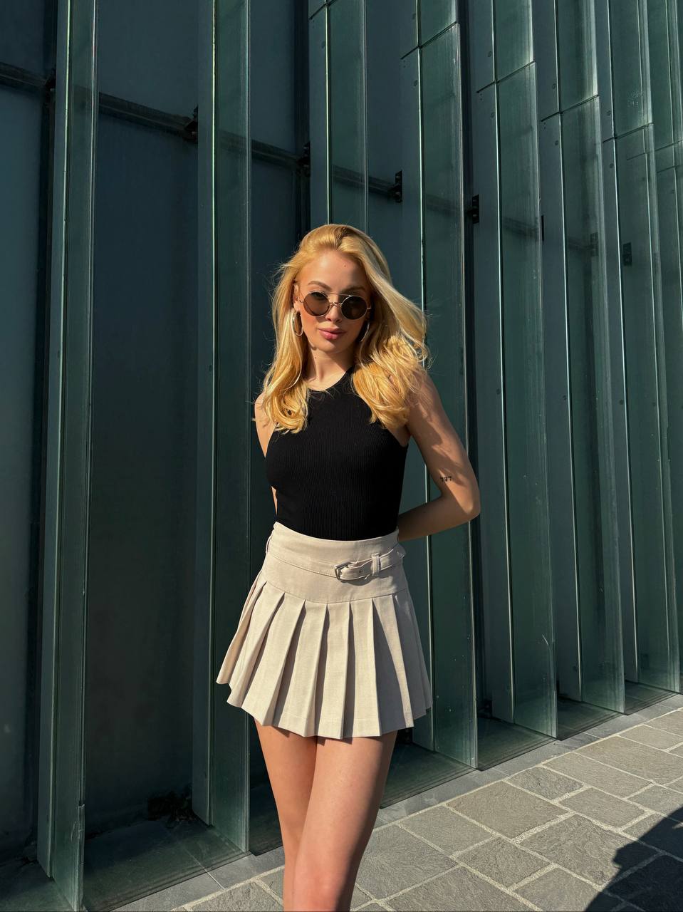 The Pleated Belted Mini Skirt – 1138