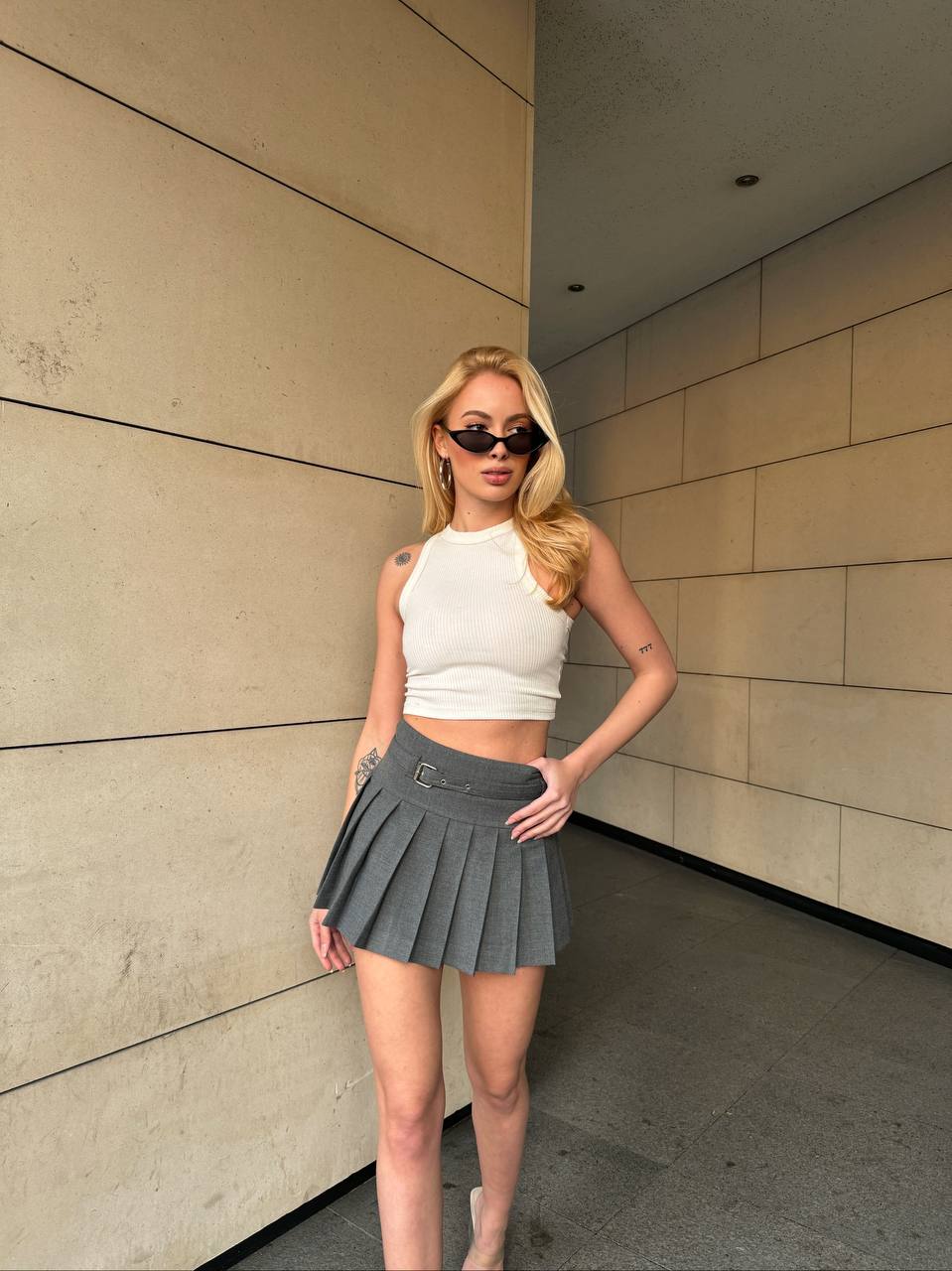 The Pleated Belted Mini Skirt – 1138