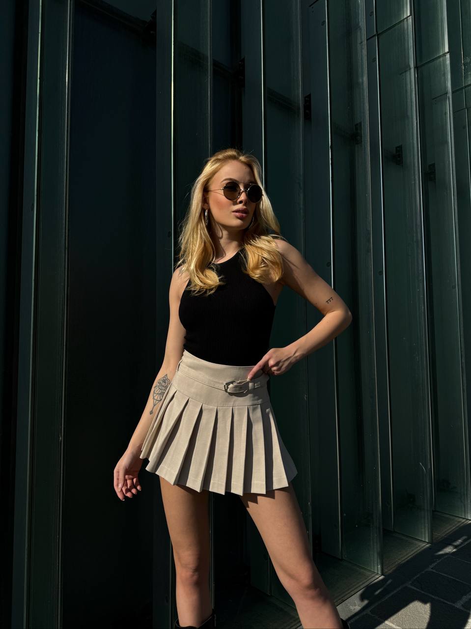 The Pleated Belted Mini Skirt – 1138