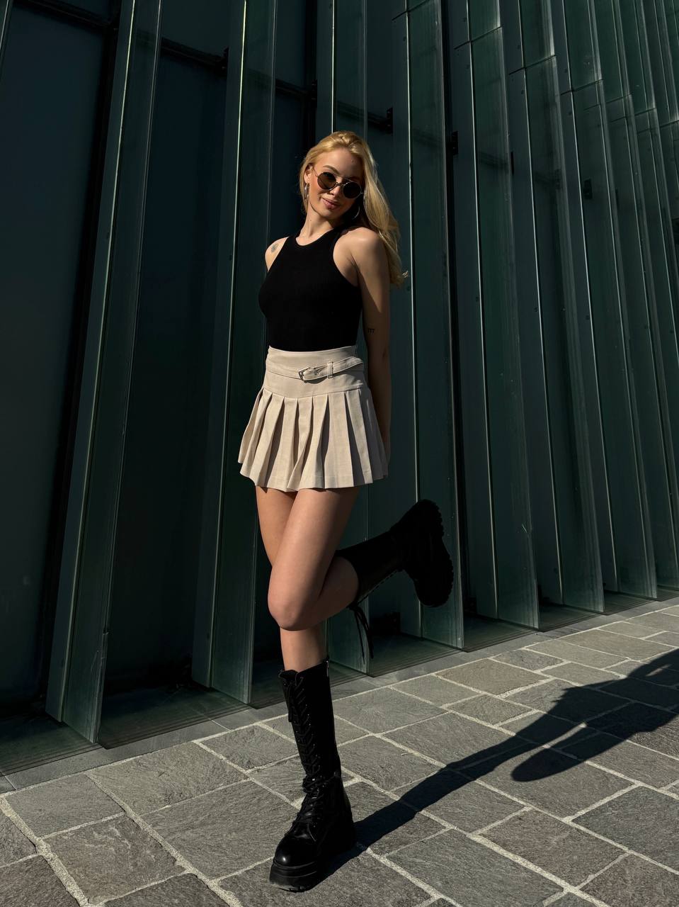 The Pleated Belted Mini Skirt – 1138