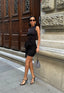 The Sienna Ruched Side-Tie Mini Dress Sleek Essential - 1191
