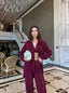 The Noir & Merlot Pleated Lounge Set 3-Piece Co-ord - 1198