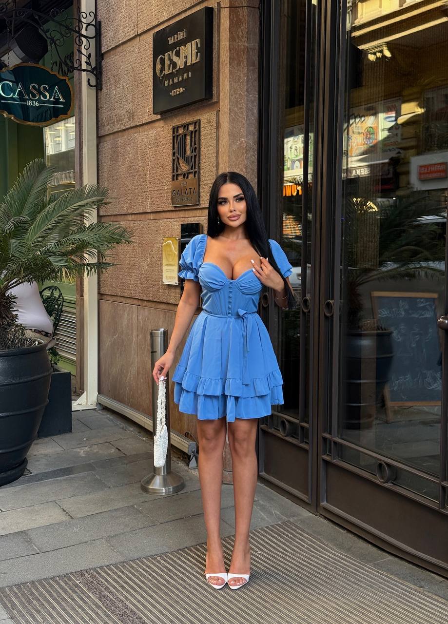 The Bella Ruffle-Sleeve Corset Mini Dress - 1204