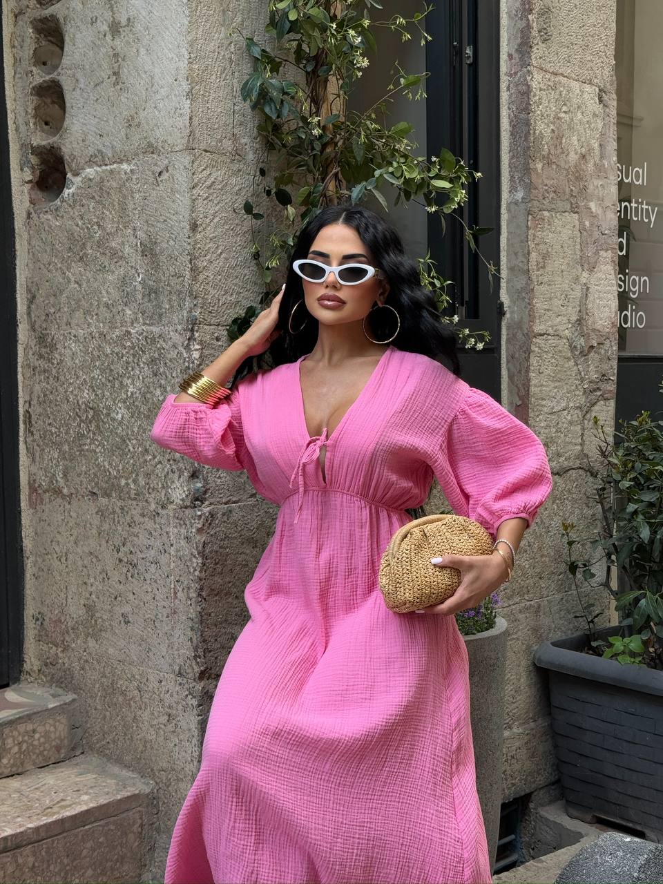 The Riviera Puff-Sleeve Midi Dress – 1206