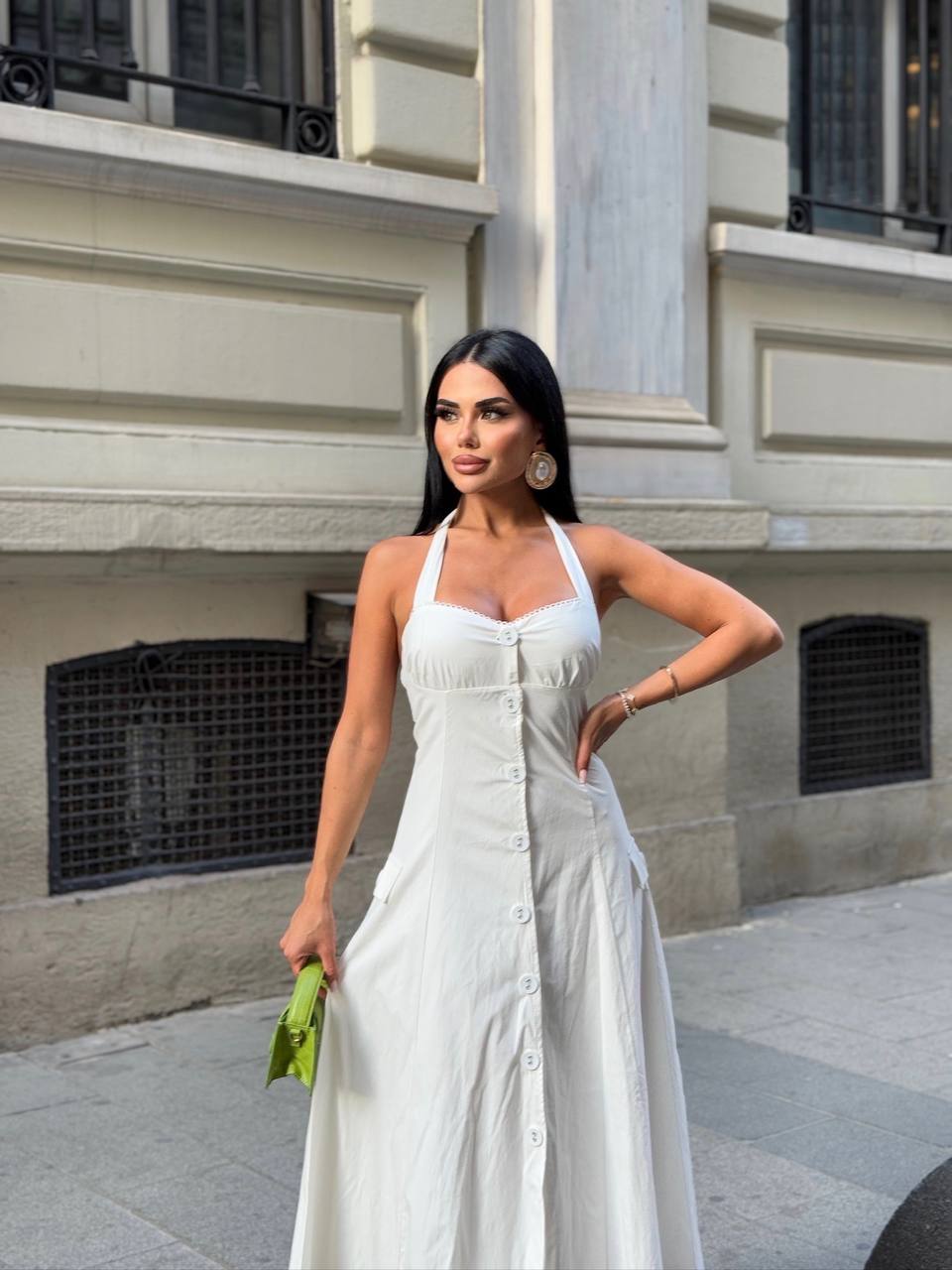 Riviera Backless Halter Midi Dress Elegant Summer Flow - 1230