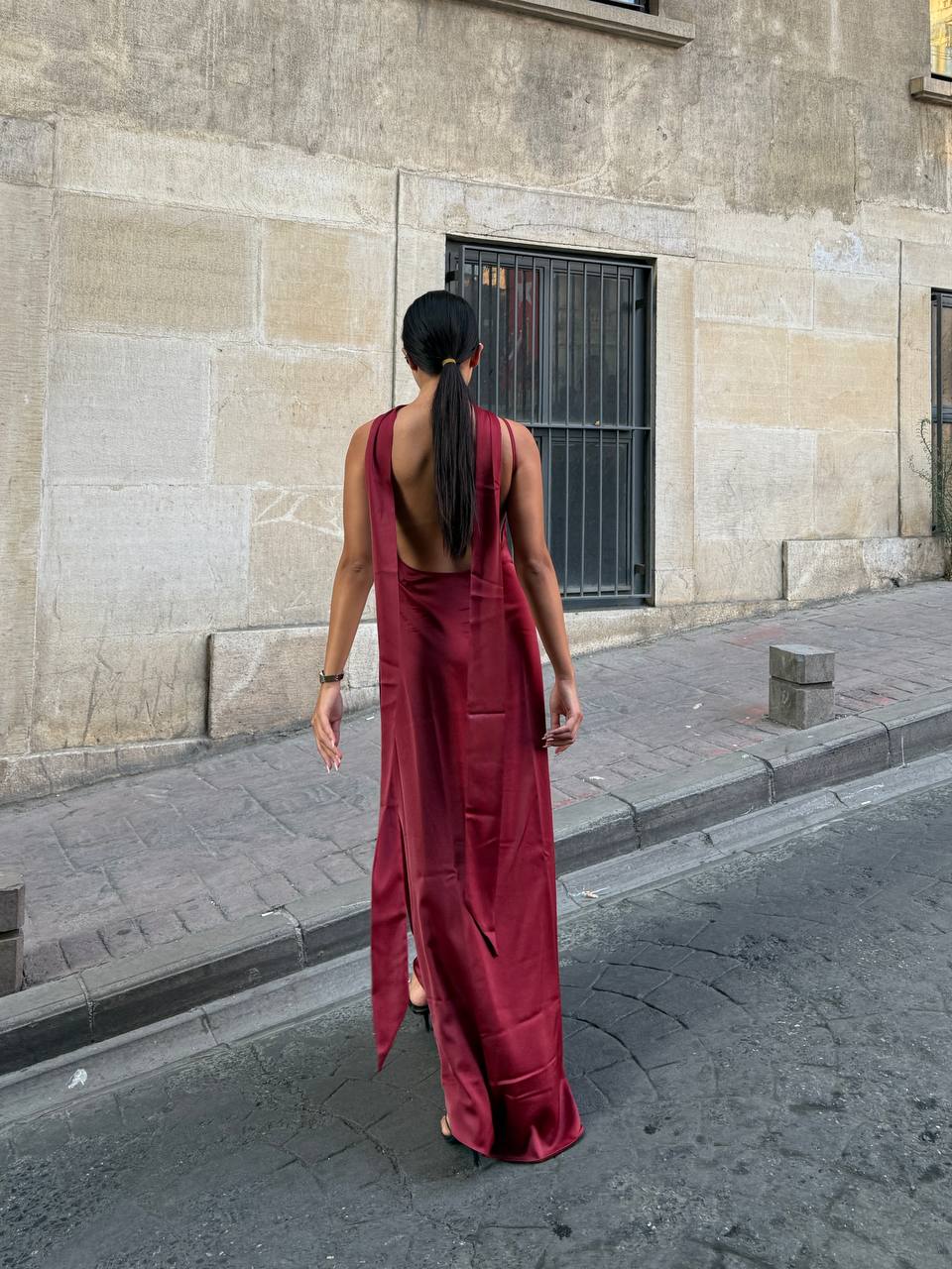 The Nova Backless Satin Maxi Dress Timeless Drape - 1235