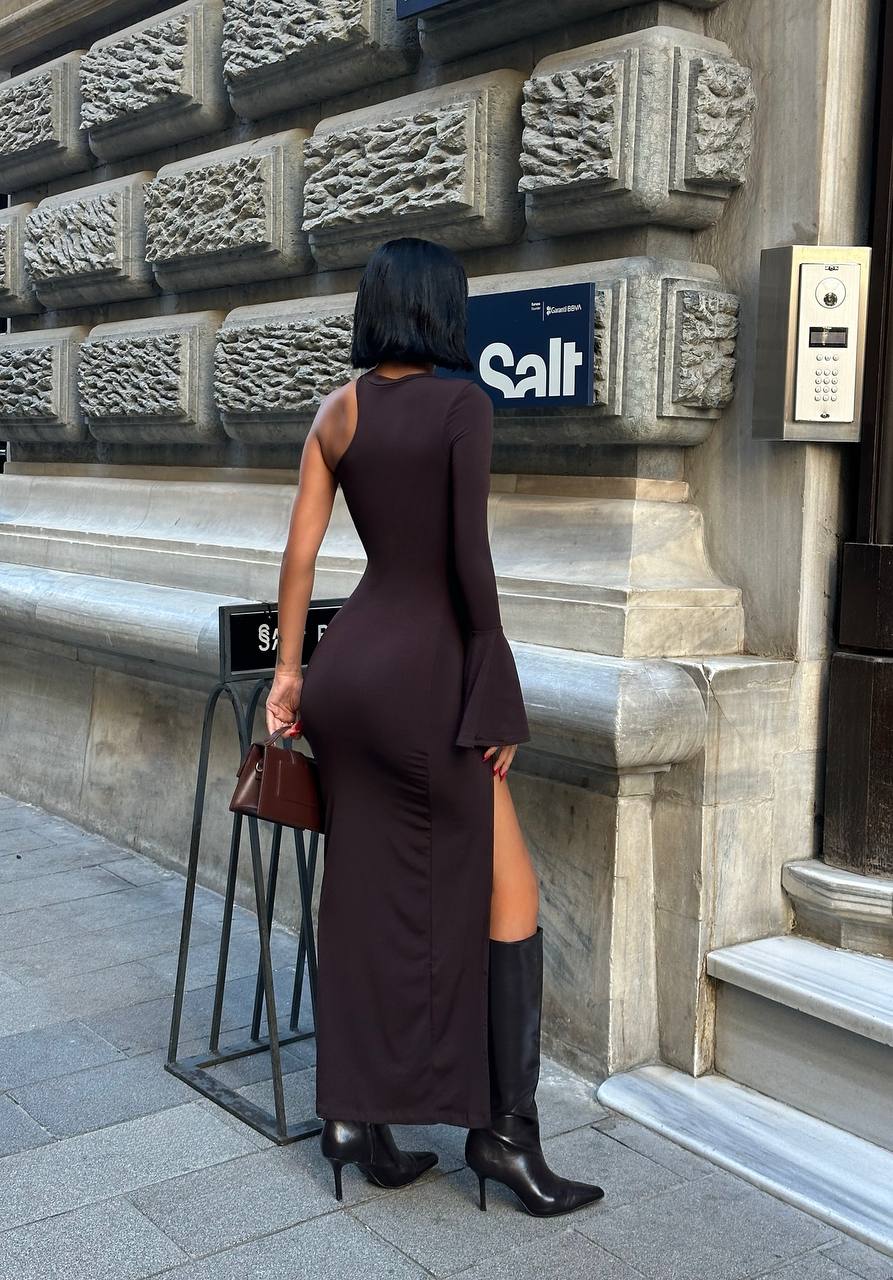 Fierce Allure Maxi Dress One-Sleeve Cut-Out Detail - 1246