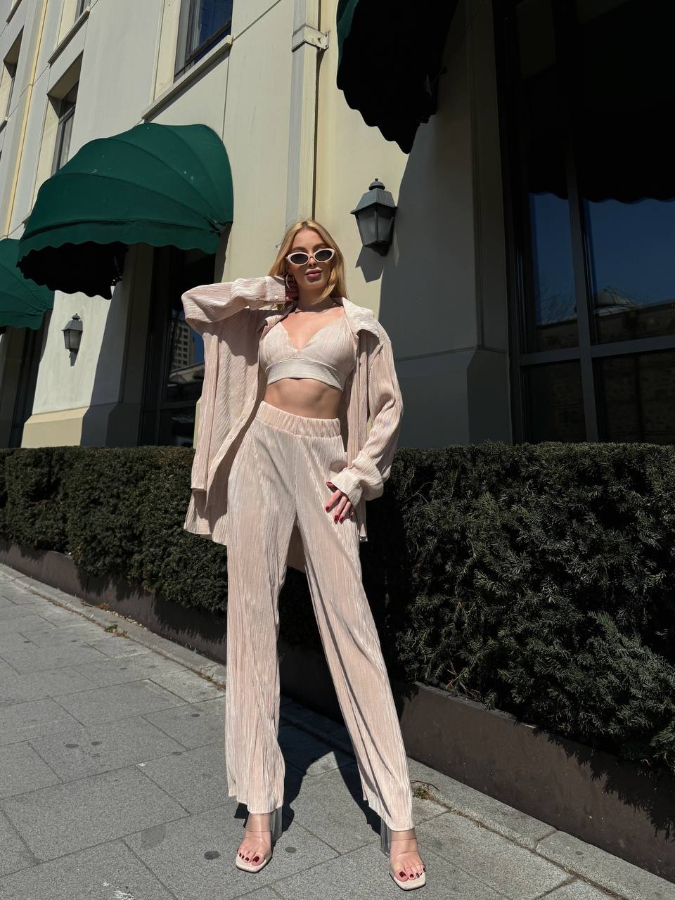 Lime Pleated Lounge Set – 1097