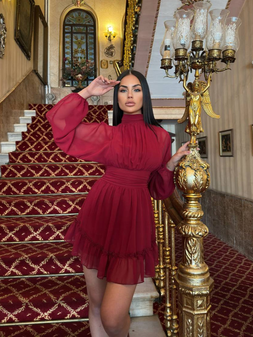 The Aurelia Chiffon Mini Dress – 1165