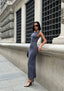 Sculpted Elegance Open-Back Maxi Dress - 1187