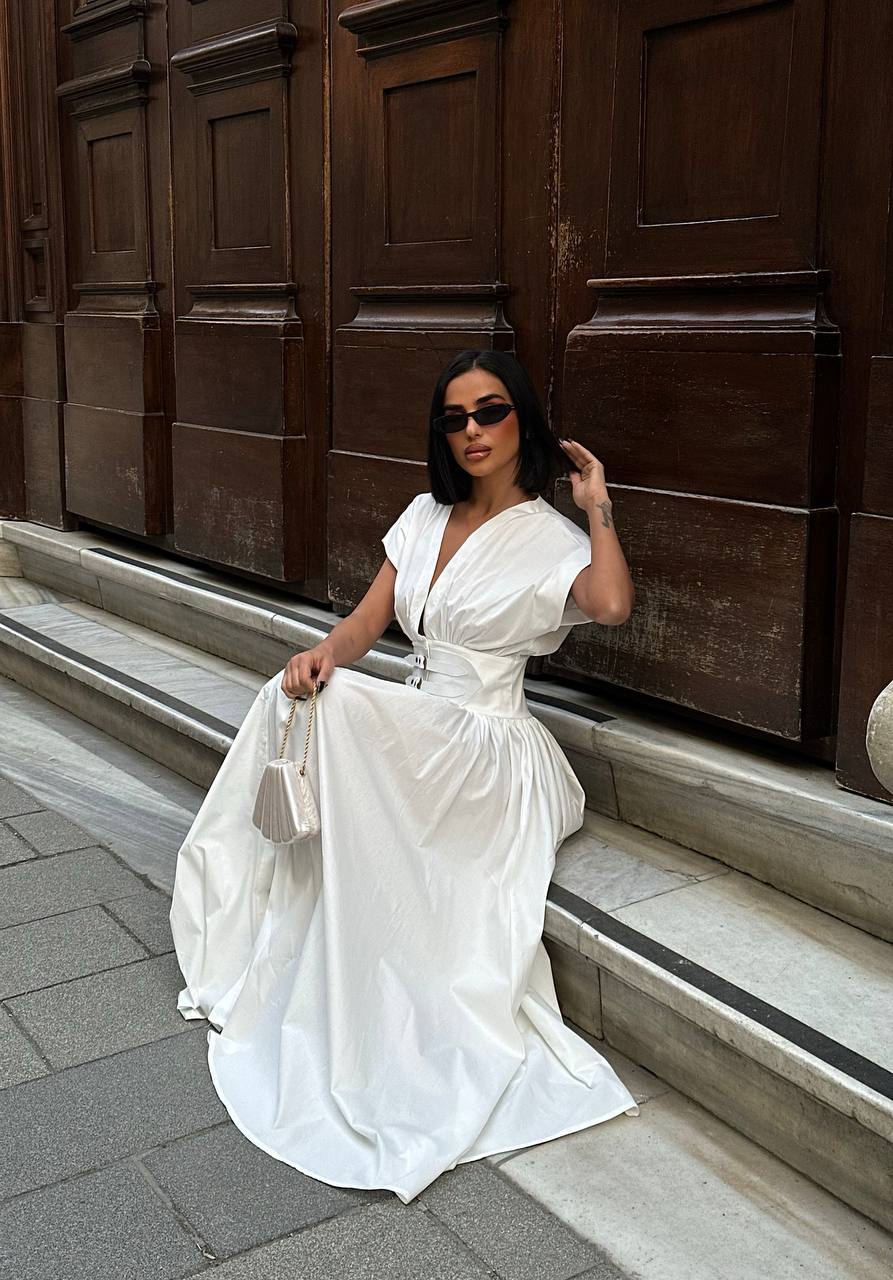 The Empress Waist-Cinched Maxi Dress Statement Elegance - 1189