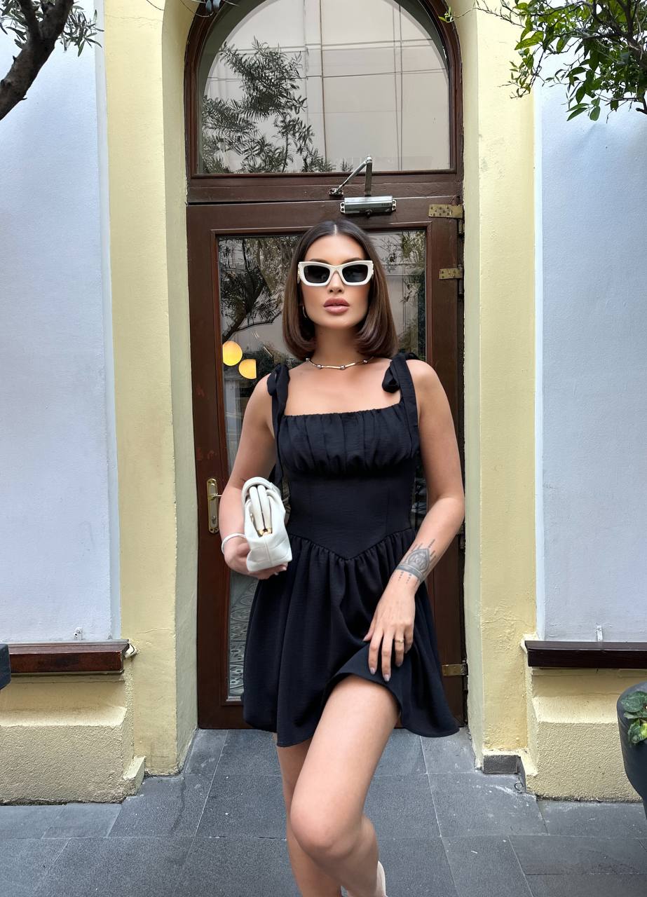 The Amara Tie-Strap Babydoll Mini Dress – 1197