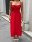 The Riviera Charm Lace-Up Midi Dress Summer Romance - 1202