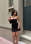 The Noir Ruched Tube Mini Dress – 1209