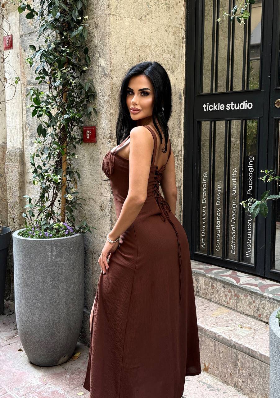 Sienna Lace-Up Corset Midi Dress - 1212