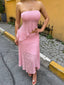 Sunset Whisper Strapless Lace Midi Dress - 1223