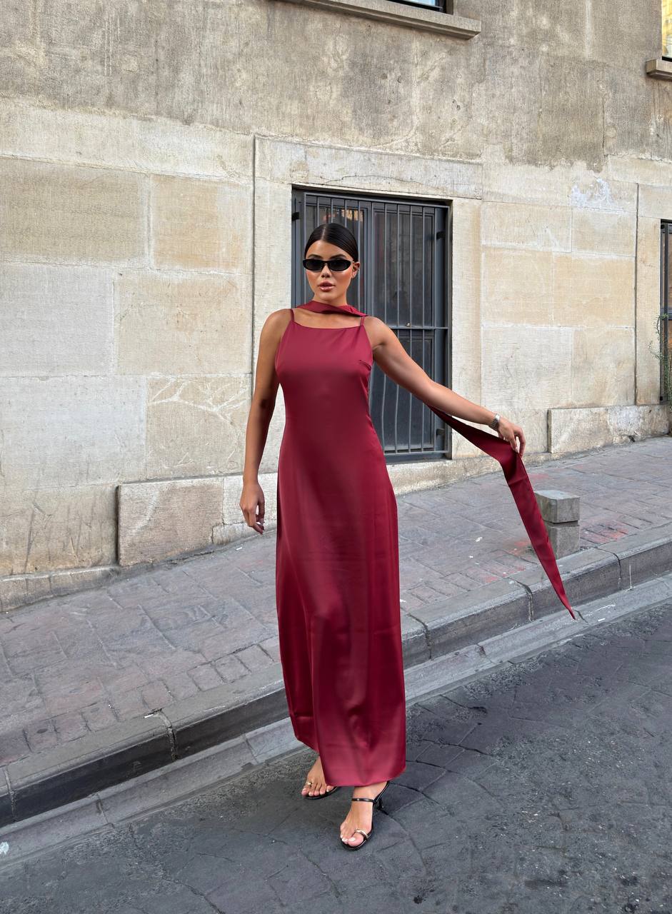 The Nova Backless Satin Maxi Dress Timeless Drape - 1235