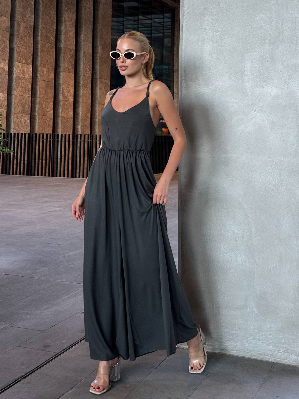 The Noir Flow Wide-Leg Jumpsuit – 1120