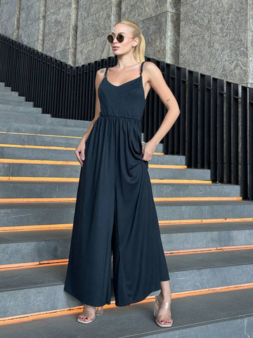 The Noir Flow Wide-Leg Jumpsuit – 1120