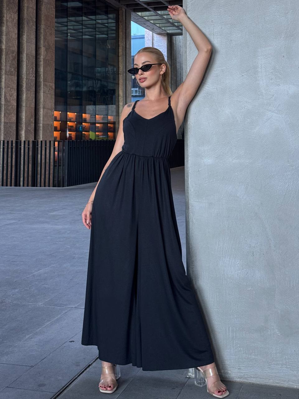 The Noir Flow Wide-Leg Jumpsuit – 1120