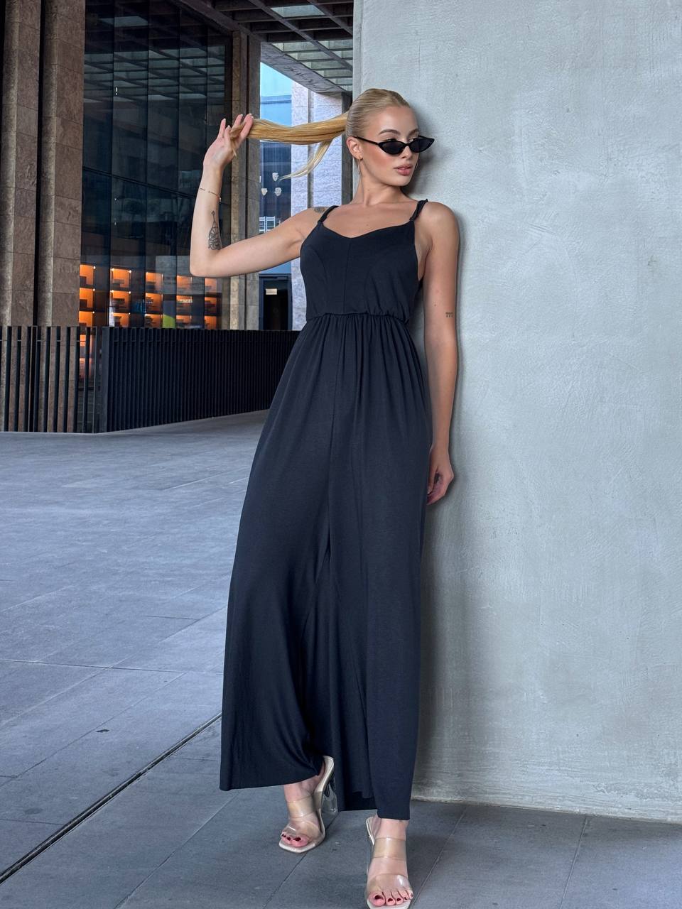 The Noir Flow Wide-Leg Jumpsuit – 1120