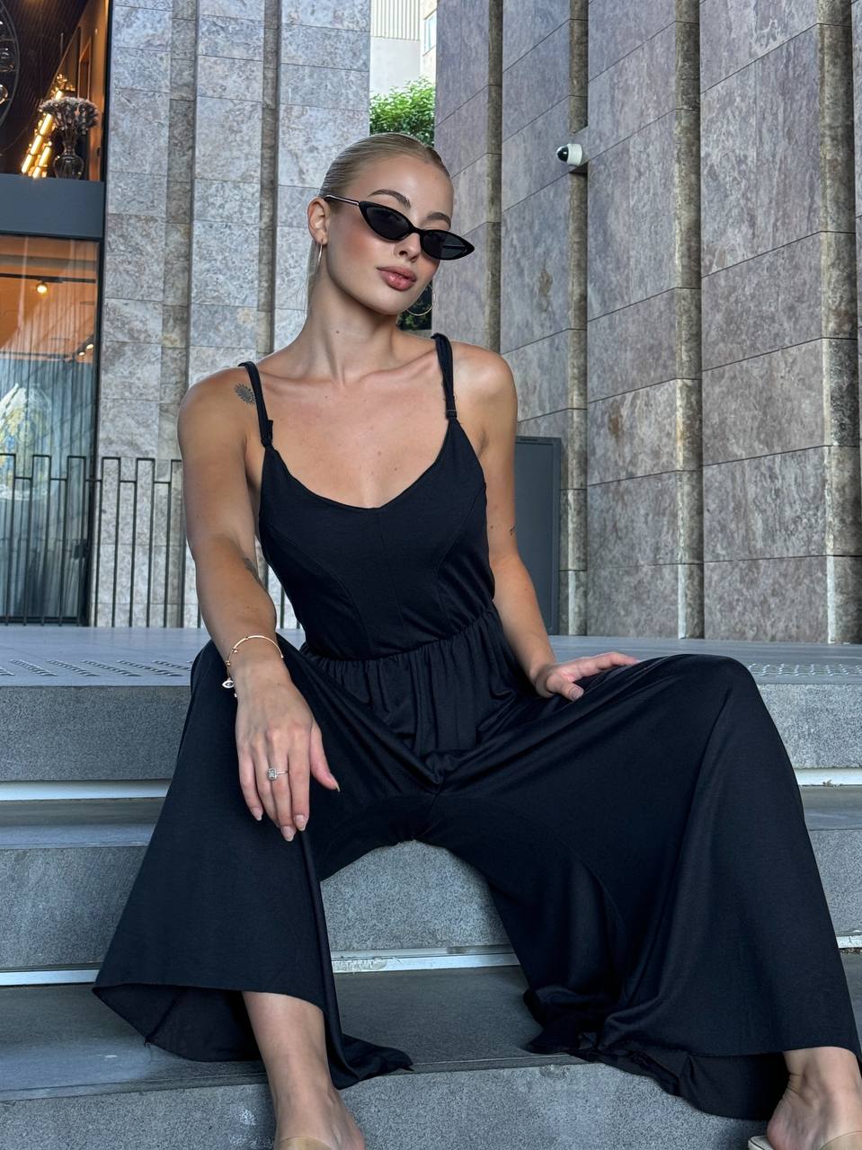 The Noir Flow Wide-Leg Jumpsuit – 1120