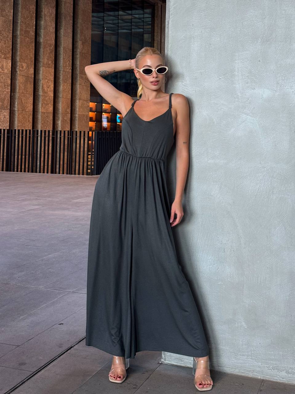 The Noir Flow Wide-Leg Jumpsuit – 1120