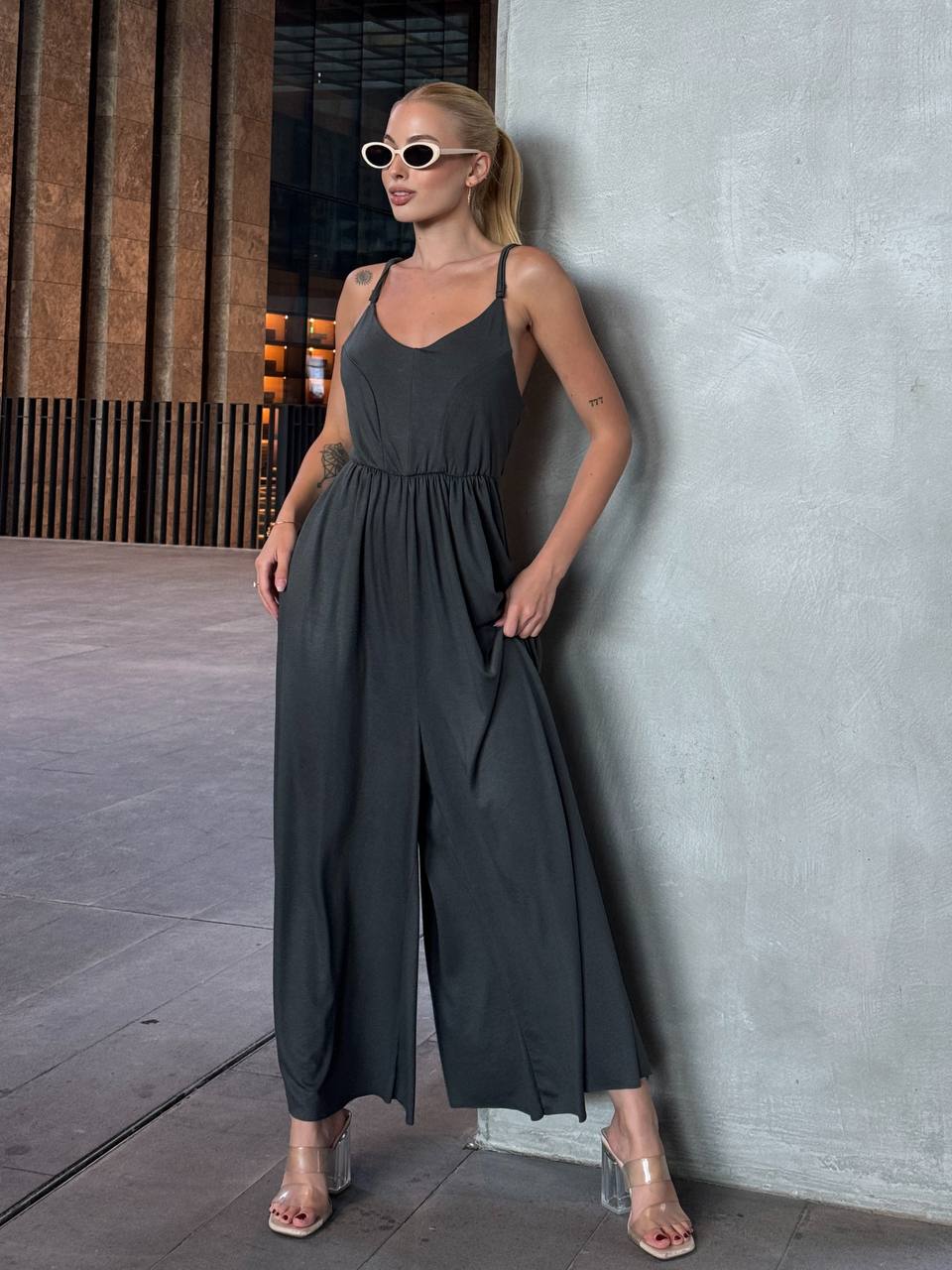 The Noir Flow Wide-Leg Jumpsuit – 1120