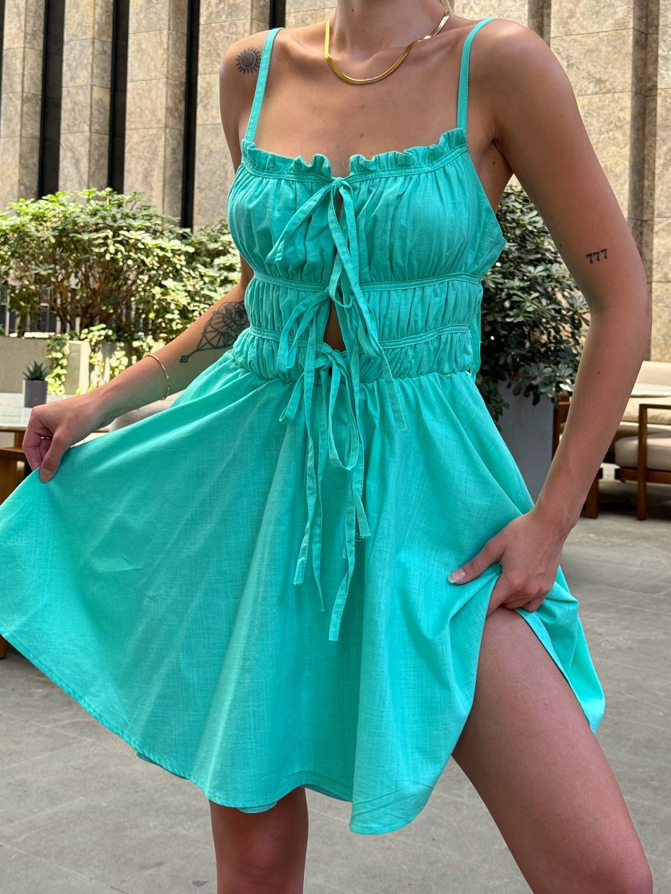 The Ruffled Summer Charm Mini Dress - 1118